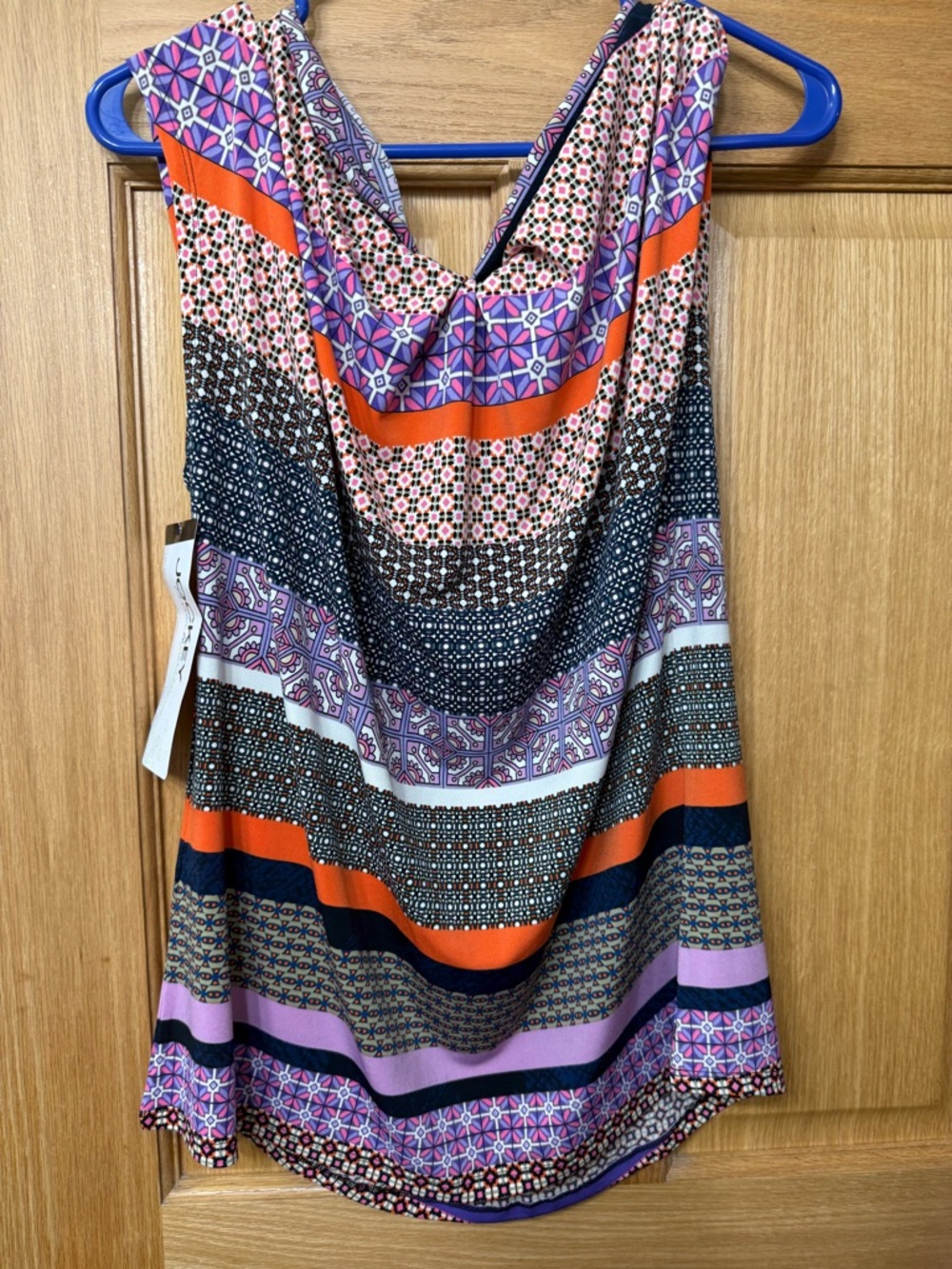 Jockey Multicolor Striped Geometric Tank Top - Orange, Purple, Navy